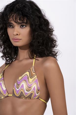 Endeep Kadın Yarım Dolgulu Zigzag Desenli Parıltılı Bikini Takımı