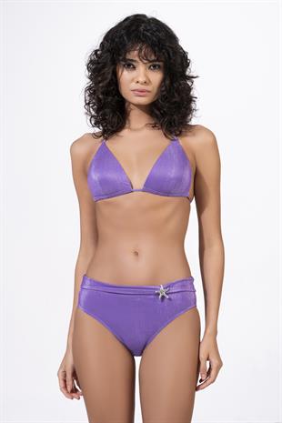 Endeep Kadın Yarım Dolgulu Aksesuarlı Simli Bikini Takımı