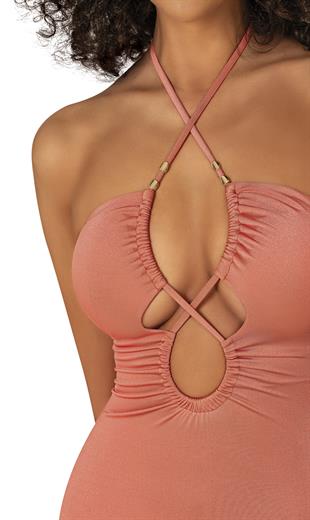 Endeep Kadın Aksesuar Detaylı Turuncu Mayo