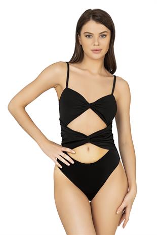 Endeep Kadın Bağlama Detaylı Siyah Mayo