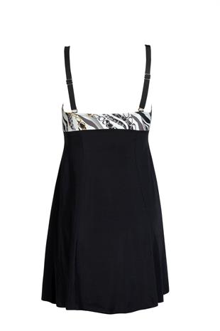 Endeep Kadın Zincir Desenli Elbise Etekli Mayo