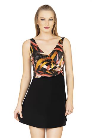 Endeep Kadın Kruvaze Detaylı Etekli Elbise Mayo