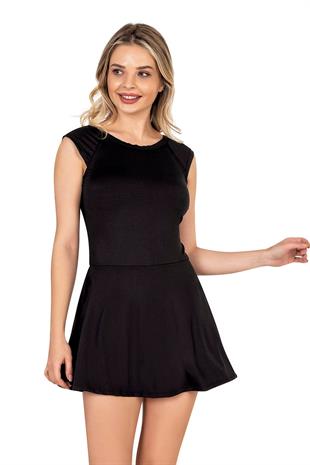 Beria Kadın Yarı Kapalı Şortlu Leopar Desenli Etekli Elbise Mayo