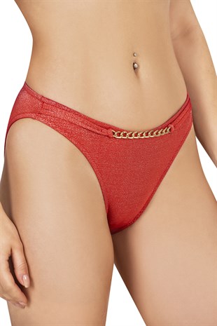 Endeep Kadın Zincir Aksesuarlı Kırmızı Bikini Takımı