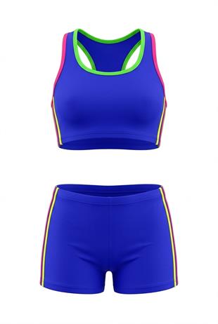 Endeep Kız Çocuk Mavi-Sarı Bustiyer Şortlu Yüzücü Mayo Bikini Takımı