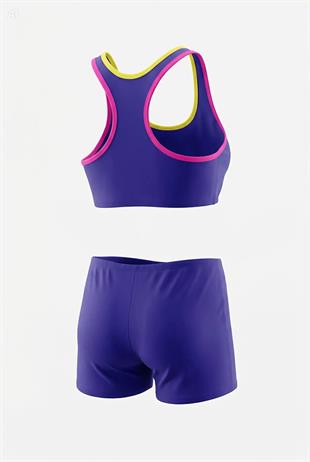 Endeep Kız Çocuk Lacivert-Pembe Bustiyer Şortlu Yüzücü Mayo Bikini Takımı