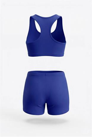 Endeep Kız Çocuk Mavi-Beyaz Bustiyer Taytlı İki Parça Yüzücü Mayo Bikini Takımı