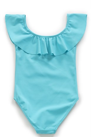 Endeep Kız Çocuk Volanlı Su Yeşili Mayo