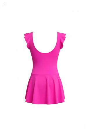 Endeep Kız Çocuk Fırfır Detaylı Pembe Etekli Elbise Mayo