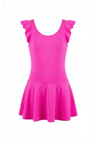 Endeep Kız Çocuk Fırfır Detaylı Pembe Etekli Elbise Mayo