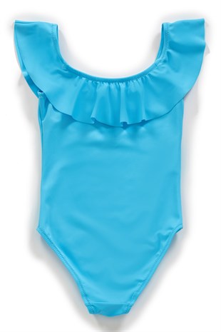 Endeep Kız Çocuk Volanlı Mavi Mayo