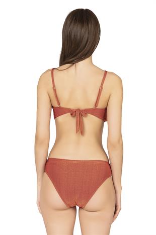Endeep Kadın Bağlama Detaylı Straplez Kiremit Bikini Takımı