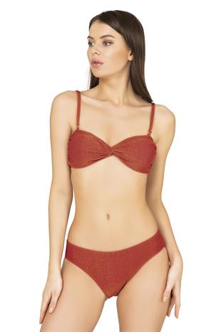 Endeep Kadın Bağlama Detaylı Straplez Kiremit Bikini Takımı