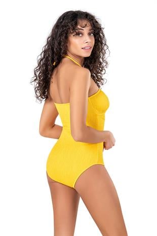 Endeep Kadın Nervürlü Sarı Mayo