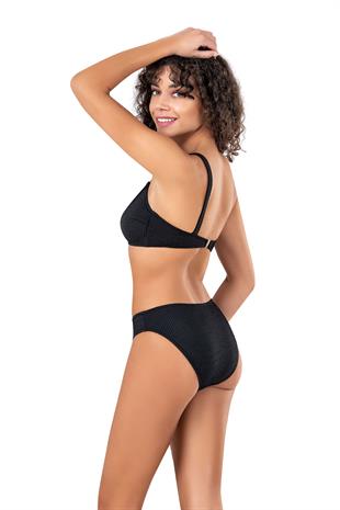 Endeep Kadın Cut Out Detaylı Dokulu Siyah Bikini Takımı