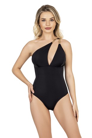 Endeep Kadın Zincir Aksesuarlı Siyah Mayo