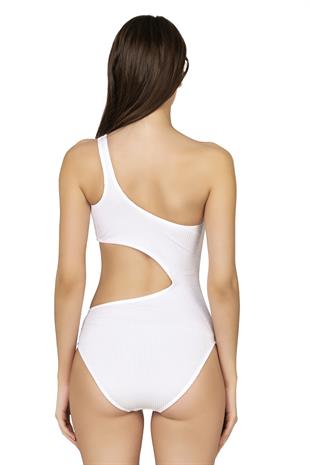 Endeep Kadın Dokulu Aksesuarlı Beyaz Mayokini