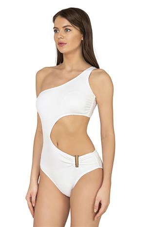 Endeep Kadın Dokulu Aksesuarlı Beyaz Mayokini