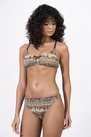 Endeep Kadın Ayarlanabilir Askılı Lurex Desenli Toparlayıcı Bikini Takımı