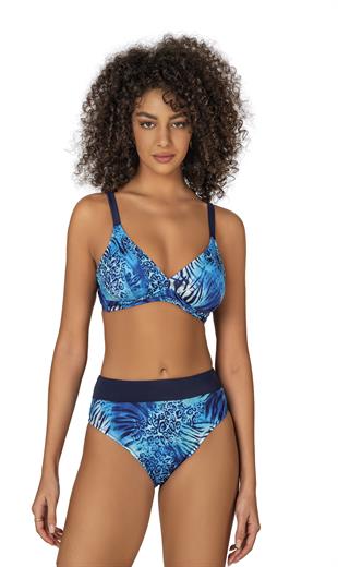 Endeep Kadın Mavi Leopar Desenli Toparlayıcı Bikini Takımı