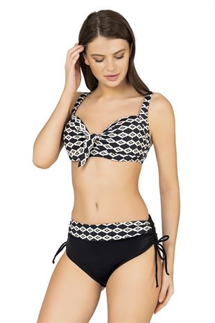 Endeep Kadın Büyük Beden Balenli Geometrik Desenli Bikini Takımı