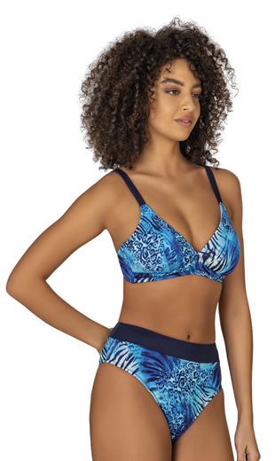 Endeep Kadın Mavi Leopar Desenli Toparlayıcı Bikini Takımı