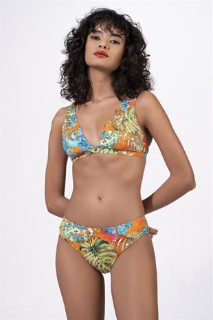 Endeep Kadın Ayarlanabilir Askılı Desenli Toparlayıcı Bikini Takımı