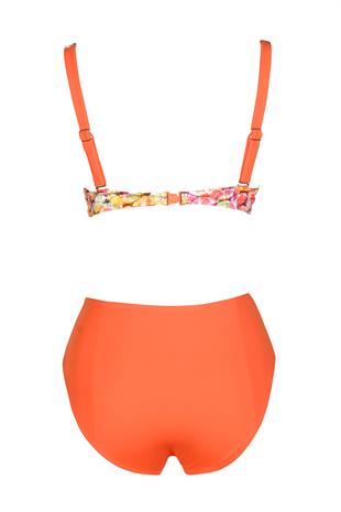 Endeep Beria Kadın Turuncu Desenli Toparlayıcı Askılı Bikini Takımı