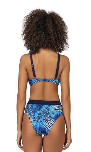 Endeep Kadın Mavi Leopar Desenli Toparlayıcı Bikini Takımı