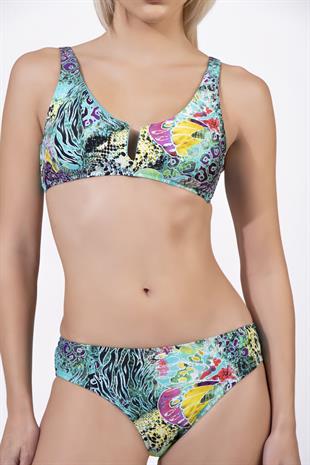 Endeep Kadın U Detaylı Desenli Toparlayıcı Bikini Takımı