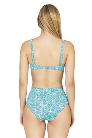 Endeep Kadın Balenli Destekli Şal Desen Yüksek Bel Bikini Takımı
