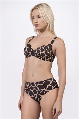 Endeep Kadın Toparlayıcı Desenli Kahverengi Bikini Takımı
