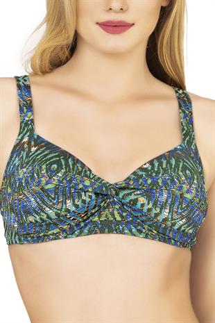 Endeep Kadın Yüksek Bel Toparlayıcı Yeşil Parıltılı Bikini Takımı