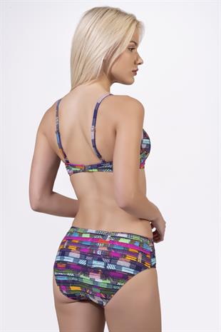 Endeep Kadın Çizgi Desenli Özel Lurex Kumaşlı Balenli Destekli Bikini Takımı