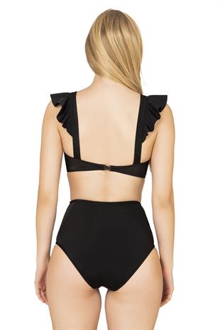 Endeep Kadın Fırfırlı İp Detaylı Yüksek Bel Bikini Takımı