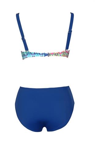 Endeep Beria Kadın Mavi Etnik Desenli Toparlayıcı Askılı Bikini Takımı