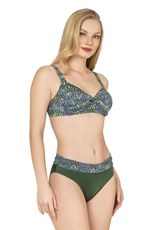 Endeep Kadın Yüksek Bel Toparlayıcı Yeşil Parıltılı Bikini Takımı