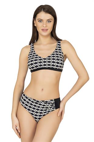 Endeep Kadın Geometrik Desenli Büzgülü Toparlayıcı Bikini Takımı