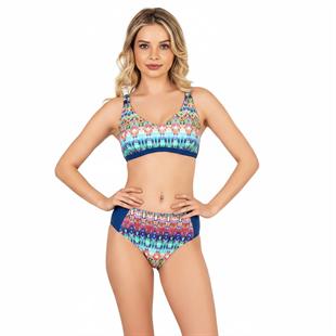 Endeep Beria Kadın Mavi Etnik Desenli Toparlayıcı Askılı Bikini Takımı