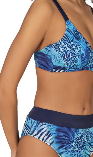 Endeep Kadın Mavi Leopar Desenli Toparlayıcı Bikini Takımı