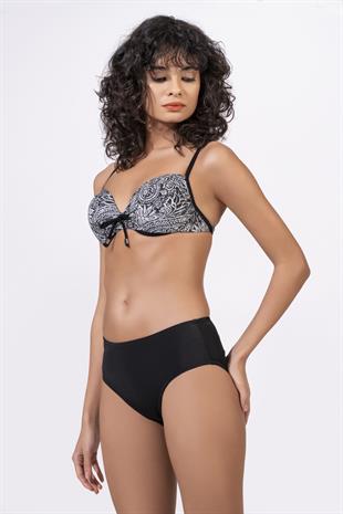 Endeep Kadın Balenli Destekli Bağcık Detaylı Yüksek Bel Bikini Takımı