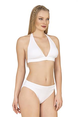 Endeep Kadın Dokulu Aksesuarlı Beyaz Bikini Takımı