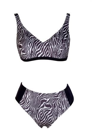 Endeep Beria Kadın Zebra Desenli Toparlayıcı Askılı Bikini Takımı