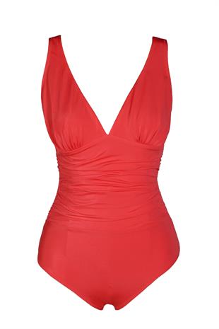 Endeep Kadın Drapeli Toparlayıcı Kırmızı Mayo