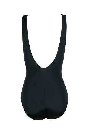 Endeep Kadın Drapeli Toparlayıcı Siyah Mayo