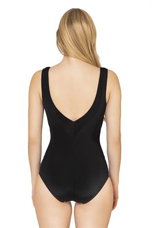 Endeep Kadın Zebra Desenli Parıltılı Toparlayıcı V Kesim Mayo