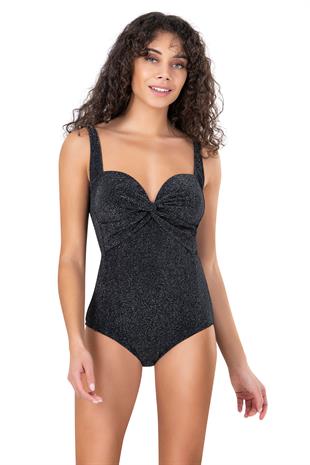 Endeep Kadın Siyah Simli Mayo