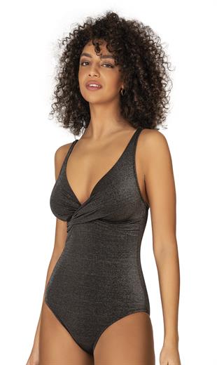 Endeep Kadın Siyah Simli Toparlayıcı Toparlayıcı Mayo