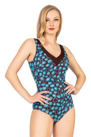 Endeep Kadın V Yaka Soyut Desenli Toparlayıcı Mayo