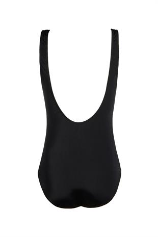 Beria Kadın Siyah Beyaz Şerit Desenli V Yaka Toparlayıcı Mayo